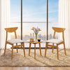 Set of 2 Upholstered Dining Chairs with Curved Backrest and Rubber Wood Frame-Natural - Gallery View 1 of 8