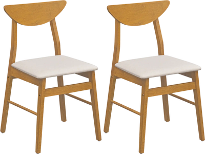 Costway Set of 2 Upholstered Dining Chairs Curved Back Rubber Wood Frame 69989543 New