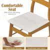 Upholstered dining chair seat in beige linen fabric with highly elastic sponge for a comfortable sitting experience.