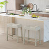 Set of 2 Upholstered Counter Height Bar Stool with Curved Saddle-Seat-Light Gray - Gallery View 1 of 7