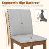 Ergonomic high backrest dining chair with padded seat and walnut frame, designed for comfort in living rooms.