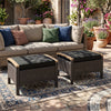 Set of 2 Wicker Patio Ottoman Fade-Resistant Foot Rest with Cushion-Black - Gallery View 1 of 10