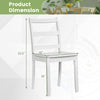 White dining chair with solid rubber wood legs, ladder back design, dimensions 33.5" height, 16" width, for versatile.