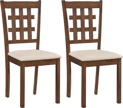 Costway Set of 2 Wood Kitchen Dining Chairs Faux Leather Upholstered Seat 14563978 New