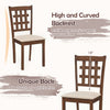 Set of 2 wood kitchen chairs with faux leather seat, ergonomic backrest, and elegant design for dining areas.