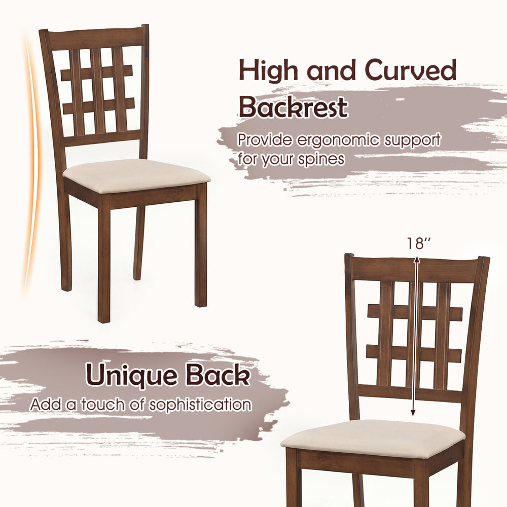 Set of 2 wood kitchen chairs with faux leather seat, ergonomic backrest, and elegant design for dining areas.