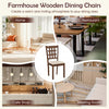 Set of 2 wood kitchen chairs with faux leather upholstered seat in coffee color, perfect for dining and restaurant use.