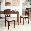 Set of 2 Wood Kitchen Chairs with Faux Leather Upholstered Seat-Beige - Gallery View 1 of 9