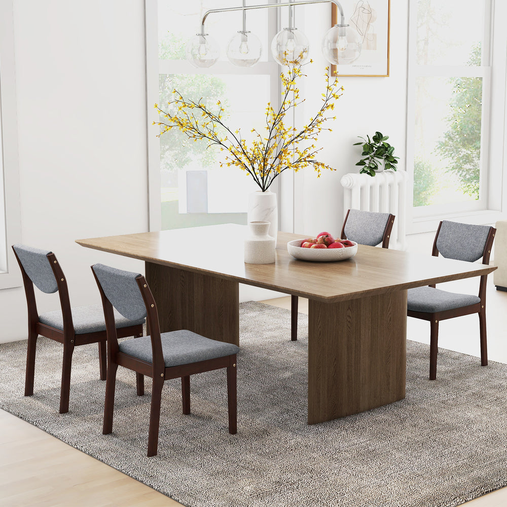 Set of 2 Wood Kitchen Chairs with Faux Leather Upholstered Seat-Gray - Gallery View 1 of 9