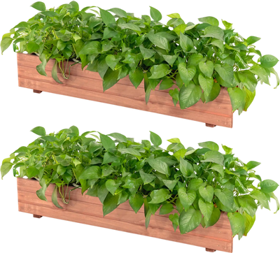 Costway Set of 2 Wooden Decorative Raised Garden Beds for Yard Window 81789054 New