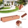 Long and narrow brown wooden decorative raised garden bed with drainage holes, perfect for indoor or outdoor use.