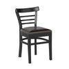 Black wooden dining chair with rubber wood legs, PU leather seat, ideal for restaurants and cafes, offering comfort and.