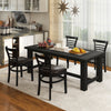 Set of 2 black wooden dining chairs with rubber wood legs, featuring PU leather seats for restaurants and cafes.