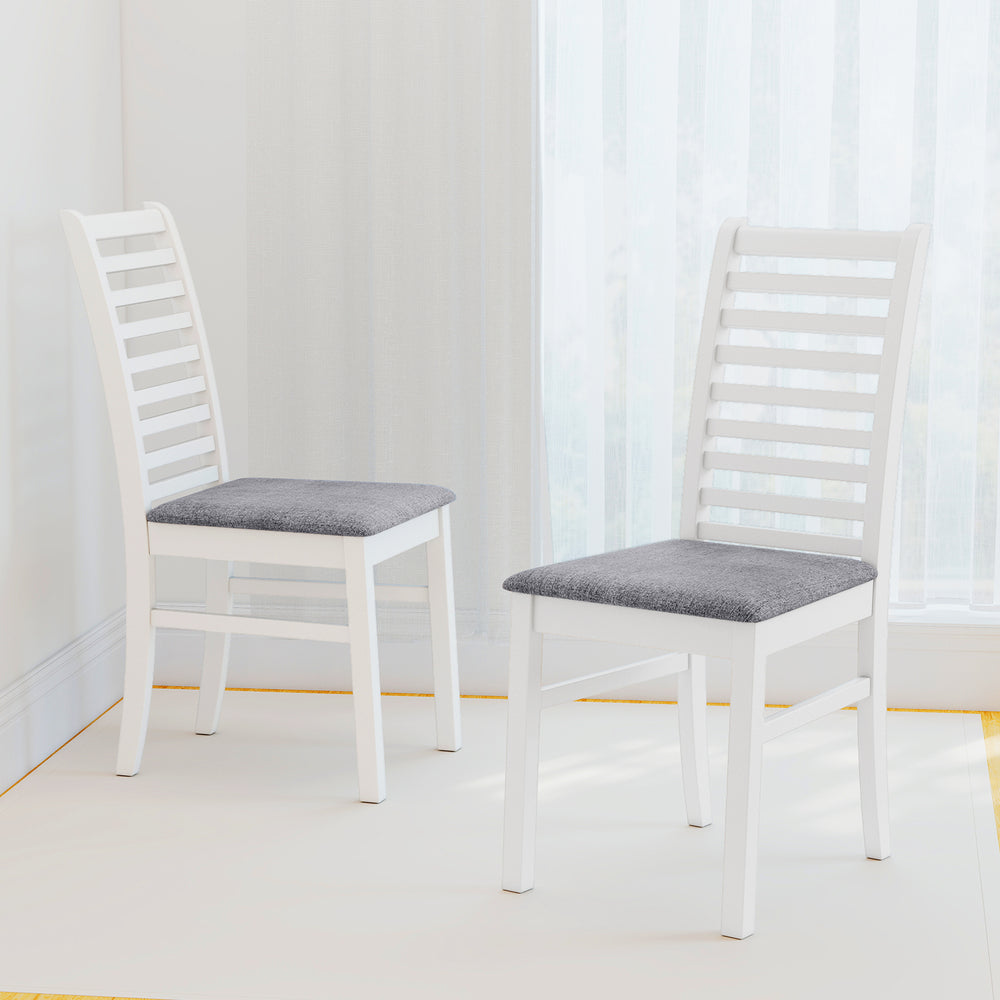 Set of 2 Wooden Dining Chair with Rubber Wood Legs for Living Room-White - Gallery View 1 of 8