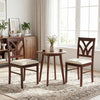 Set of 2 Wooden Dining Chairs Upholstered with Hollowed Backrest and Soft Padded Seat-Brown - Gallery View 1 of 9