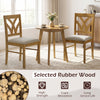 Close-up of the oak dining chair's hollowed backrest and soft padded seat, showcasing its elegant design and comfort.