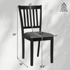 Black wooden dining chair with padded seat and rubber wood frame, designed for comfort and durability in kitchens or dining rooms.