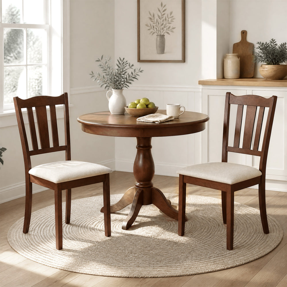 Set of 2 Wooden Dining Chair with Hollow Back and Soft-padded Cushion-Walnut - Gallery View 1 of 7