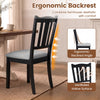 Wooden dining chair with ergonomic backrest, soft-padded cushion, and ventilated hollow surface for comfortable seating.