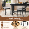 Set of 2 black wooden dining chairs with hollow back, soft-padded cushion, and solid rubberwood frame for durability.