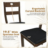 Ergonomic curved backrest and 19.5" wide seat of the walnut dining chair set ensure comfort and proper posture.