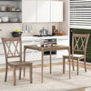 Set of 2 Wooden Dining Chairs Mid Century Farmhouse Retro Kitchen Chairs-Brown - Gallery View 1 of 9
