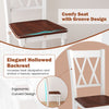 Wooden farmhouse kitchen chair with rubber wood seat, ergonomic curved backrest, and elegant design for home decor.