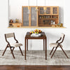 Set of 2 Wooden Folding Dining Chair with Linen Fabric Padded Seat and Backrest-Coffee - Gallery View 1 of 9