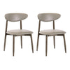 Set of 2 Wooden Modern Upholstered Dining Chairs with Curved Backrest-Gray - Gallery View 1 of 1