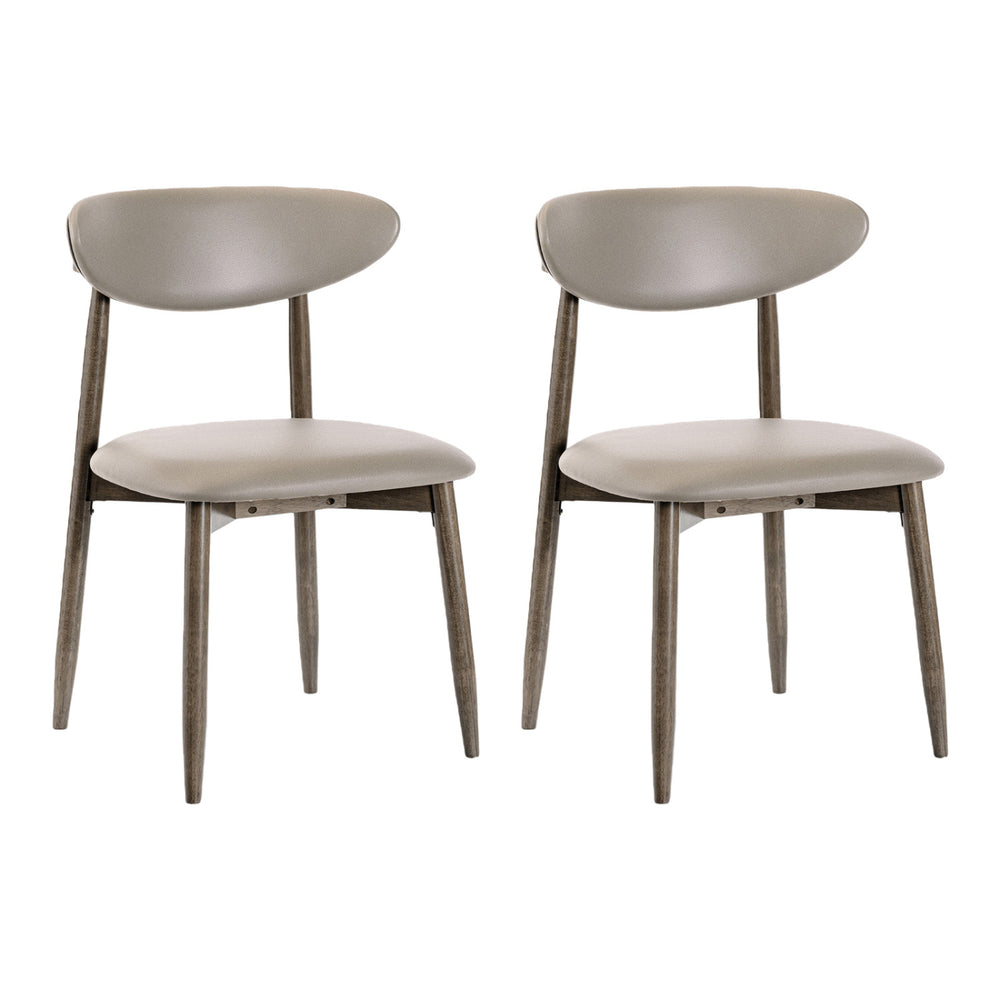 Set of 2 Wooden Modern Upholstered Dining Chairs with Curved Backrest-Gray - Gallery View 1 of 1
