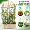 Wooden raised garden bed with trellis for climbing plants, featuring a natural finish and spacious design for outdoor.
