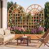 Set of 2 Wooden Raised Garden Bed with Trellis 71" Outdoor Planter Box Privacy Screen-Brown - Gallery View 1 of 9