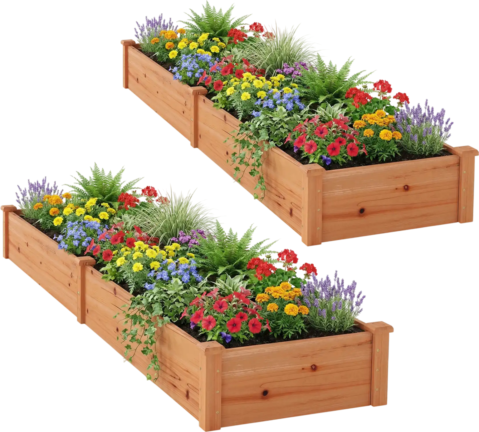 Costway Set of 2 Wooden Raised Garden Beds for Backyard 72437333 New
