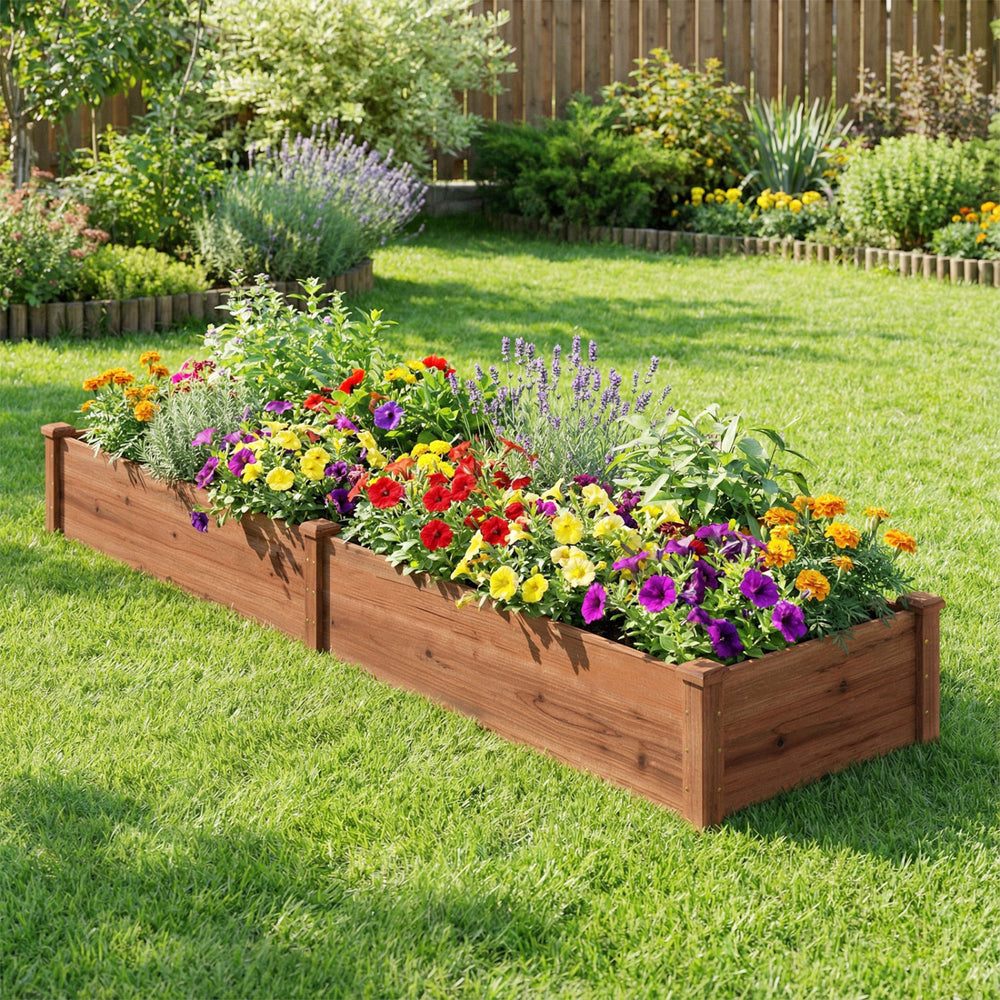 Set of 2 Wooden Vegetable Raised Garden Bed for Backyard-Brown - Gallery View 1 of 9