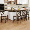 Set of 2 X-Back Bar Stools with Upholstered Cushioned Seats-Brown - Gallery View 1 of 9