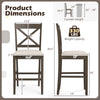 X-back bar stool set with upholstered seats, solid rubber wood, 330 lbs capacity, ideal for kitchen islands or home.