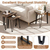 Set of 3 nesting coffee tables in rustic brown with engineered wood tops and a heavy-duty metal frame for versatile living room use.