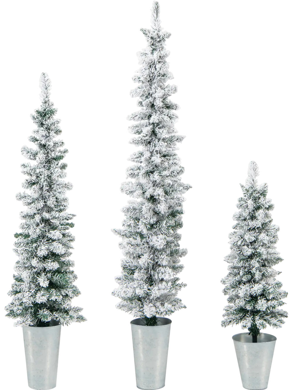 Set of 3 Potted Artificial Christmas Tree Snow-Flocked