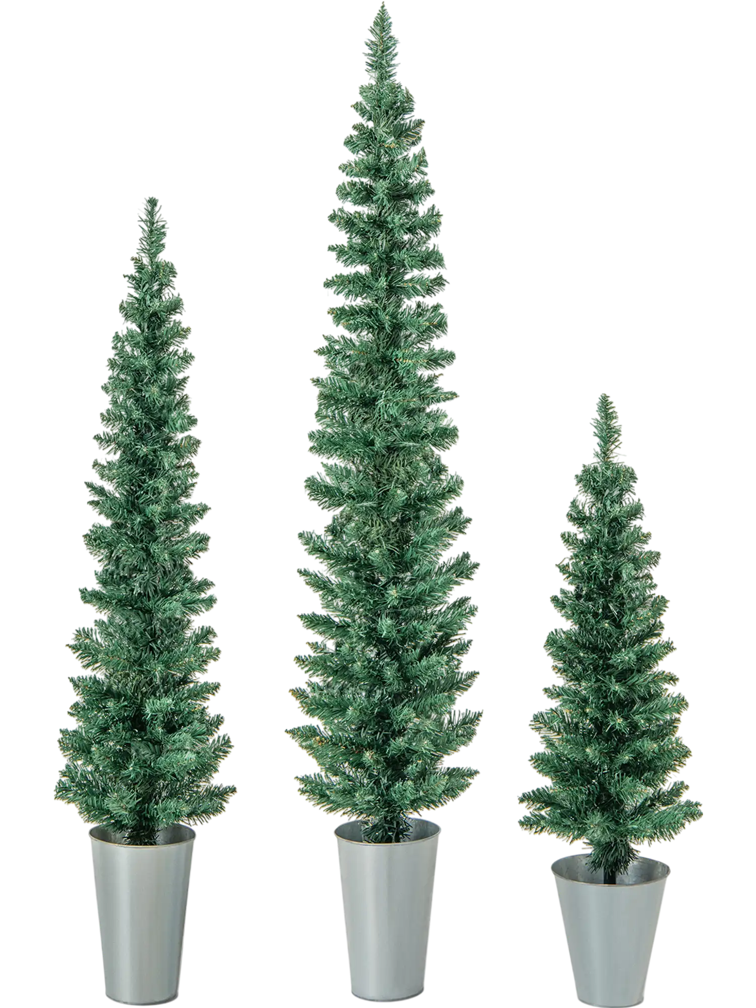 Costway Set of 3 Potted Artificial Christmas Trees w/ Silver Metal Buckets 24379158 New