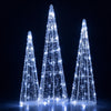 Set of 3 Pre-lit Christmas Cone Trees with Star Strings for Christmas-Cold White - Gallery View 1 of 10