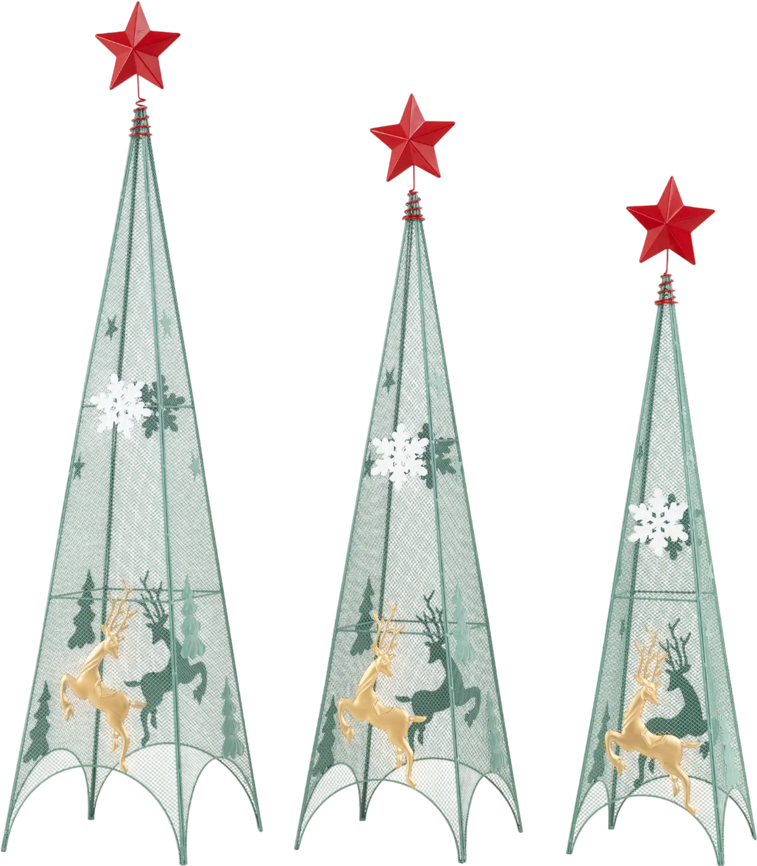 Costway Set of 3 Tower Shaped Christmas Trees w/ Removable Star Toppers 3/3.5/4' 74619238 New