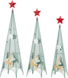 3/3.5/4 Feet Set of 3 Tower Shaped Christmas Trees with Removable Star Toppers