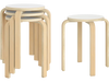 Stackable set of 4 bentwood dining chairs with round white tops, featuring sturdy legs and ergonomic design for.