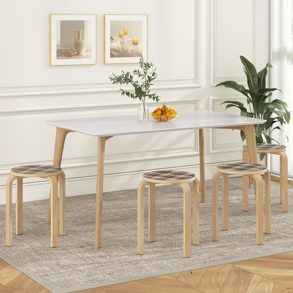 Set of 4 18 Inch Stackable Bentwood Dining Chairs with Round Top-Yellow - Gallery View 1 of 9