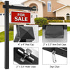 Black vinyl UPVC real estate yard sign post with 72" height and stainless steel clips for open house displays.