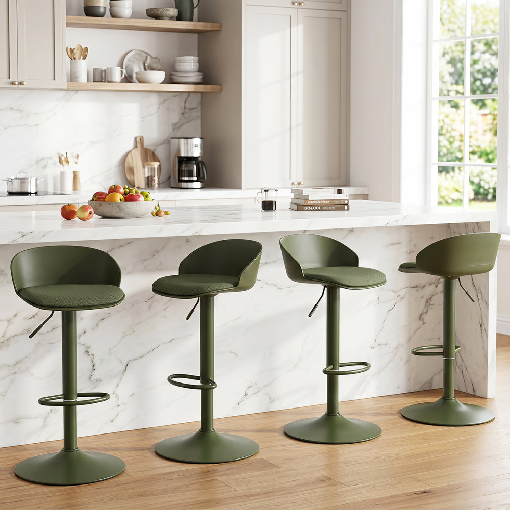 Set of 4 Adjustable Swivel Bar Stools w/ Back & Footrest 330 LBS for Dining-Green - Gallery View 1 of 7
