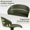 Adjustable green swivel bar stool featuring wrap-around lumbar support and ergonomic curved design for optimal comfort.