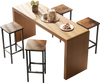 Set of 4 rustic brown bar stools with metal legs and footrests, ideal for dining rooms or kitchen islands.
