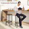 Bar stool set with ergonomic footrests and metal legs in rustic brown, perfect for dining or kitchen use.