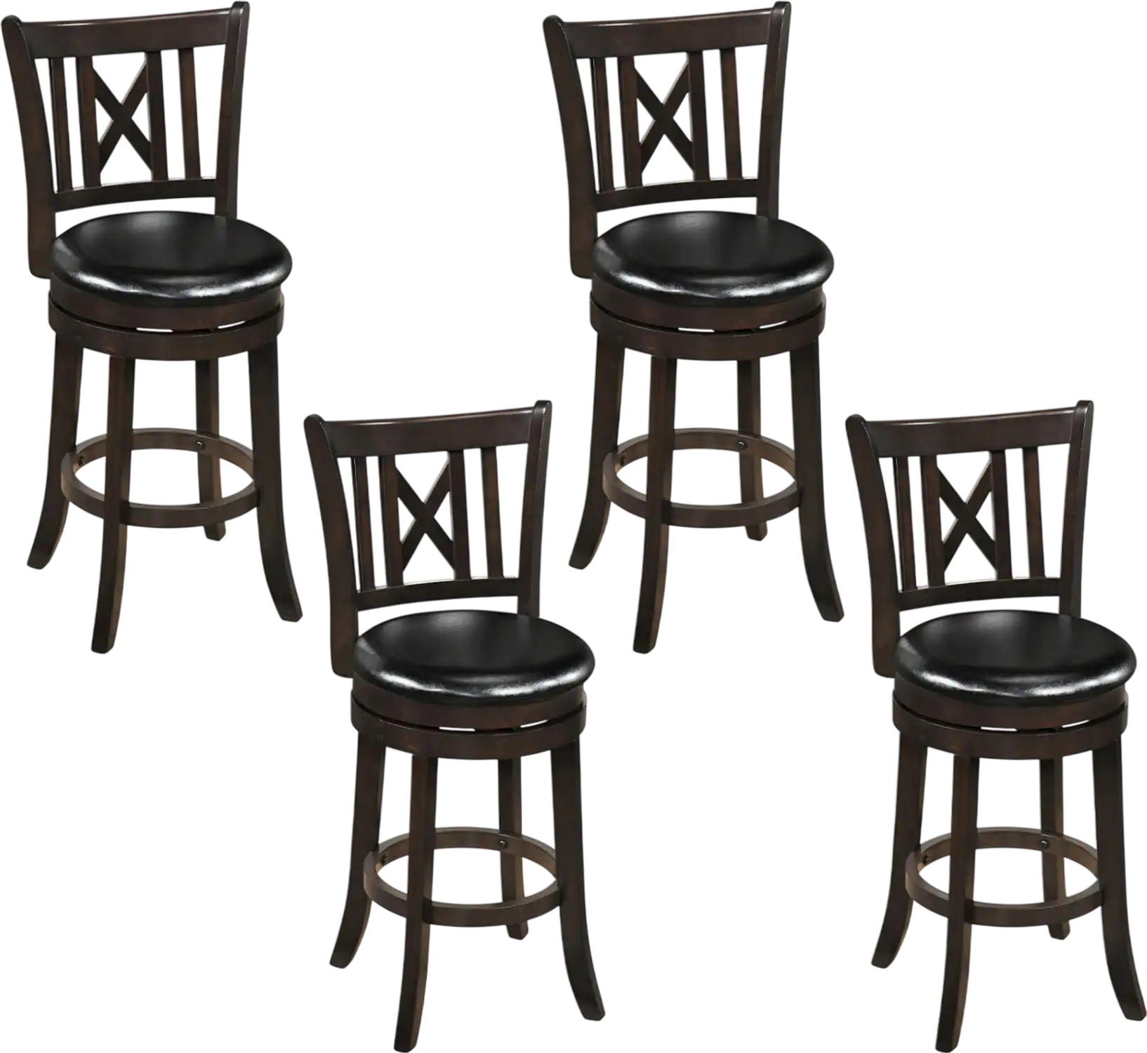Costway Set of 4 Swivel Bar Stools Chairs Hollow Back Footrest 10766314 New